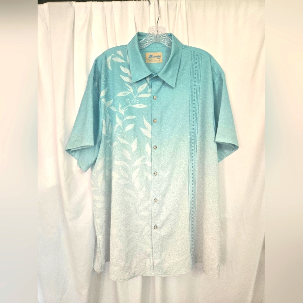 Hawaiian Casual Light Blue Button Down Vacation Shirt Size XXL